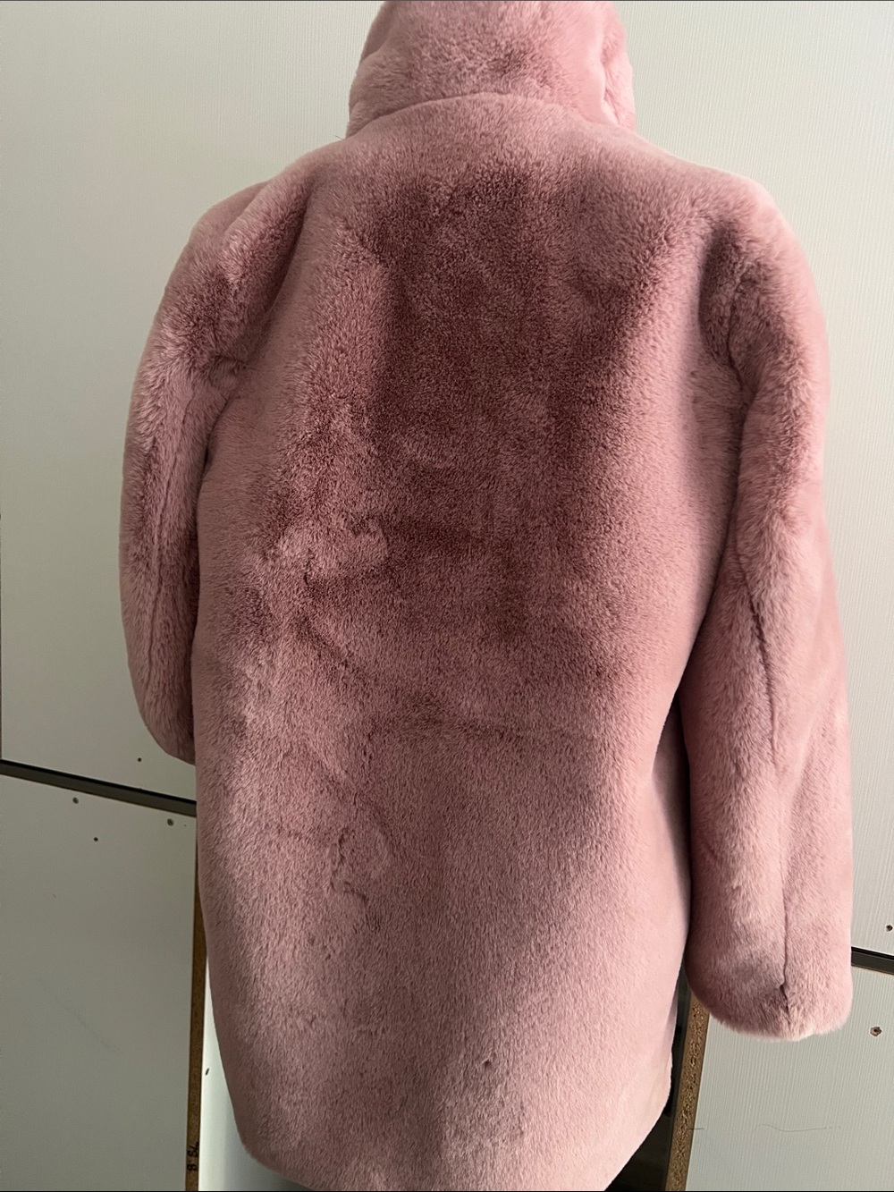Apparis Plush Faux Fur Teddy Jacket in Dusty Rose - Picture 4 of 5